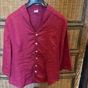 Elegant Red Button-Up Women's Top